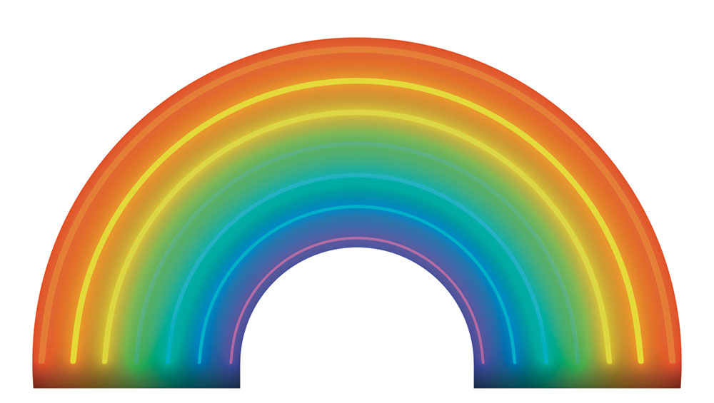 Vorgeklebte Dekoration Neonregenbogen GVC24312, 100 x 55 cm, Good Vibes, Decoprint