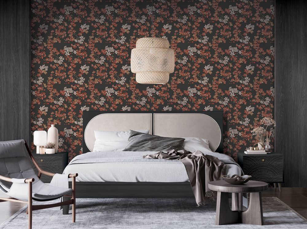 Schwarze Luxustapete Blumen GR322207, Grace, Design ID