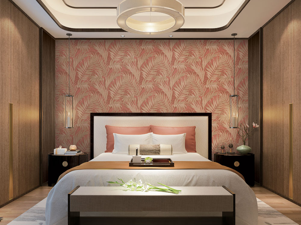 Luxus-Terrakotta-Tapete, Palmblätter GR322106, Grace, Design ID