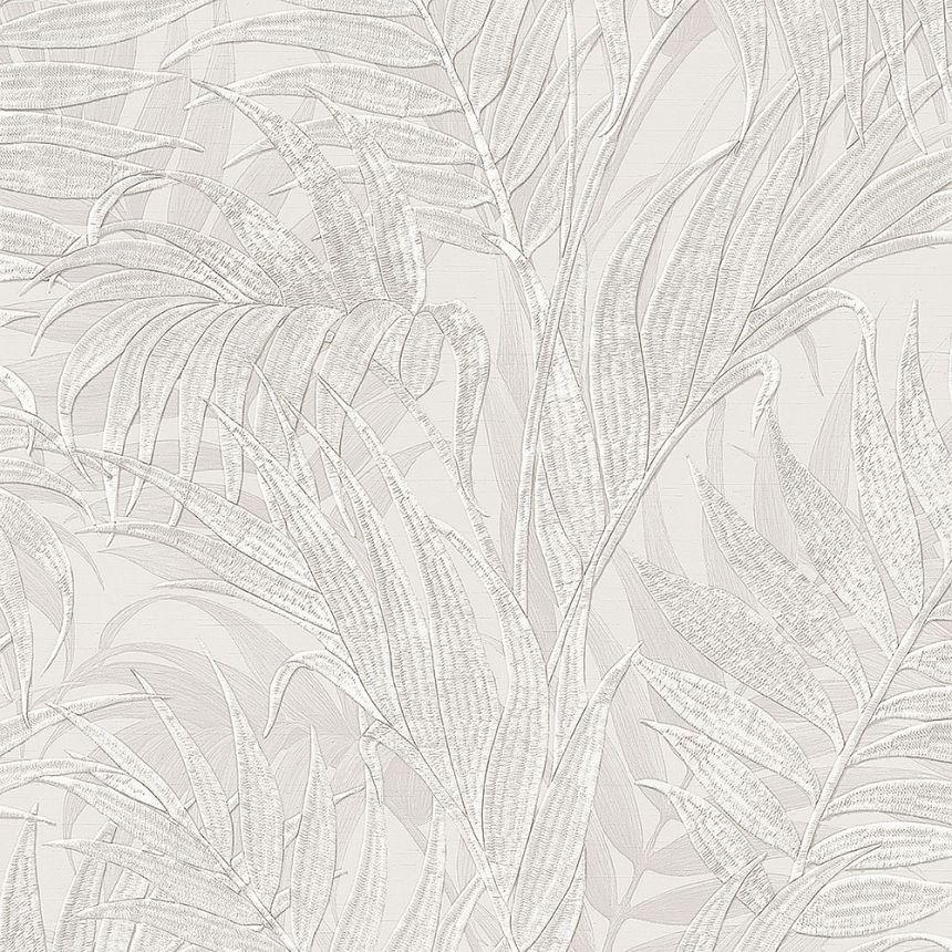 Cremefarbene Luxustapete, Palmenblätter GR322101, Grace, Design ID
