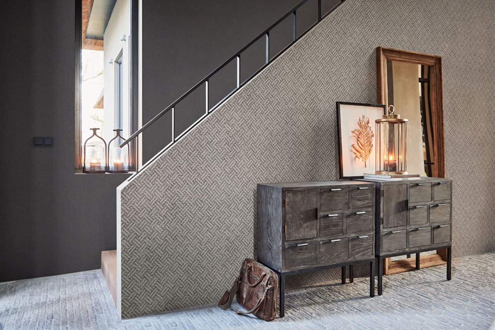 Graue Tapete mit Flechtmuster 221153, Rivi?ra Maison 3, BN Walls