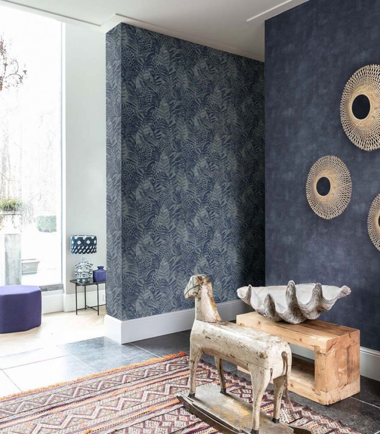 Blaue Tapete, Blätter, textile Textur TA25063 Tahiti, Decoprint