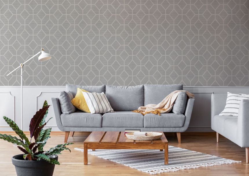 Graue Luxustapete mit geometrischen Mustern 112655, Opulence, Graham & Brown