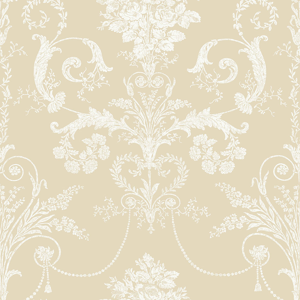 Beigefarbene Tapete mit floralen Ornamenten 113384, Laura Ashley, Graham & Brown