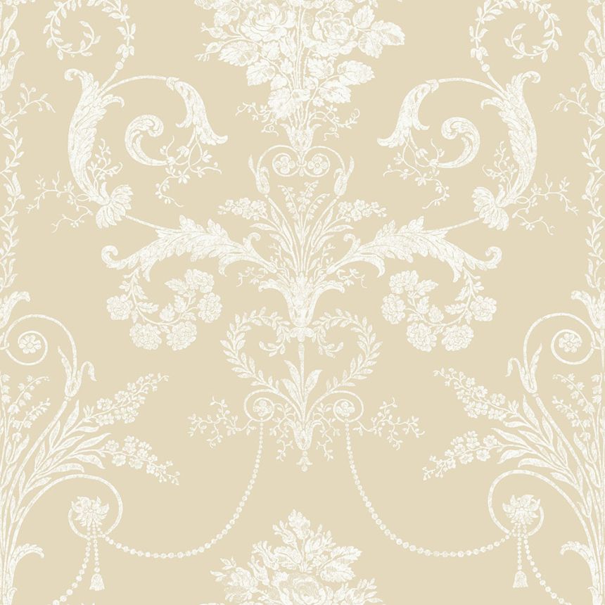 Beigefarbene Tapete mit floralen Ornamenten 113384, Laura Ashley, Graham & Brown