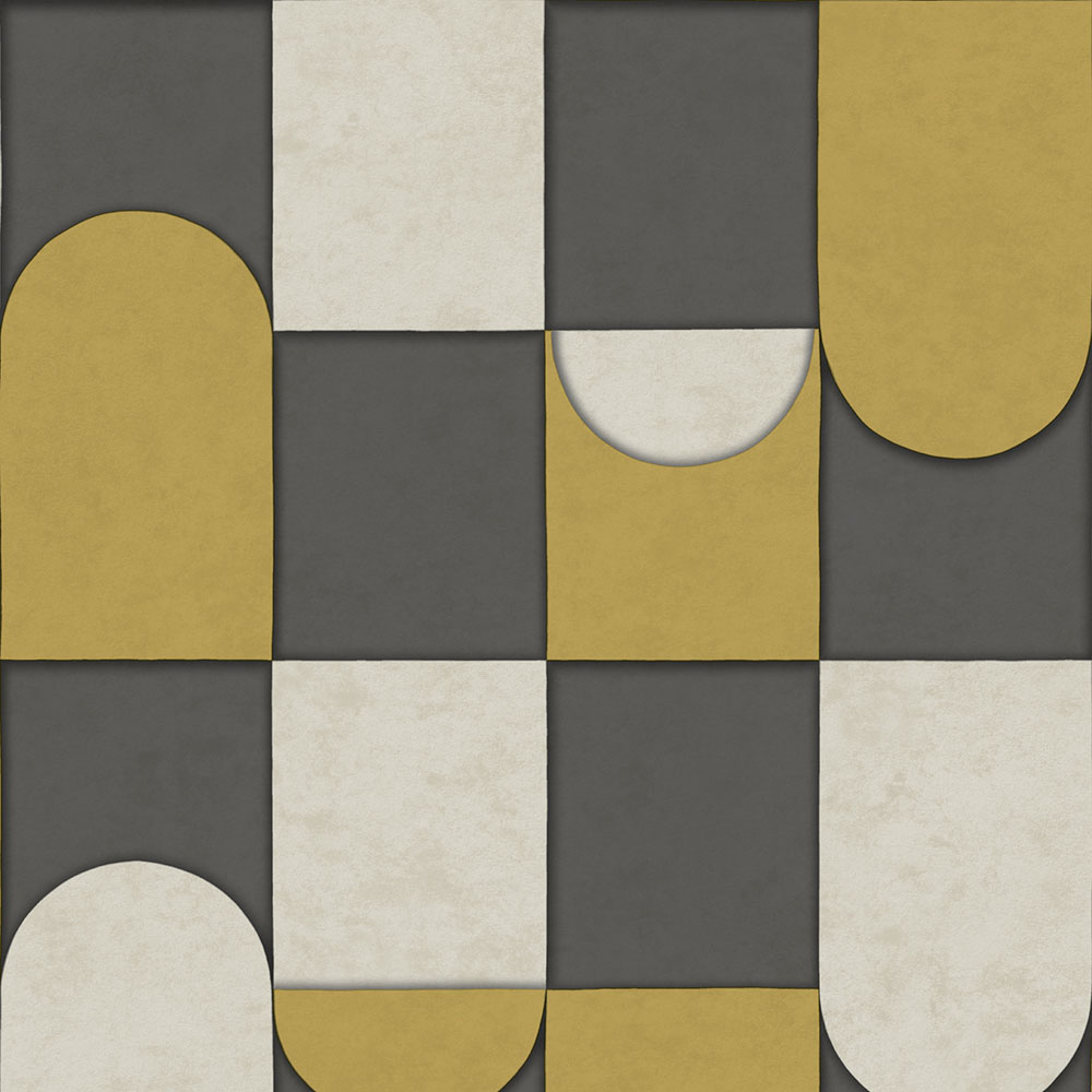 Geometrische Tapete, ocker, grau, AF24551, Affinity, Decoprint