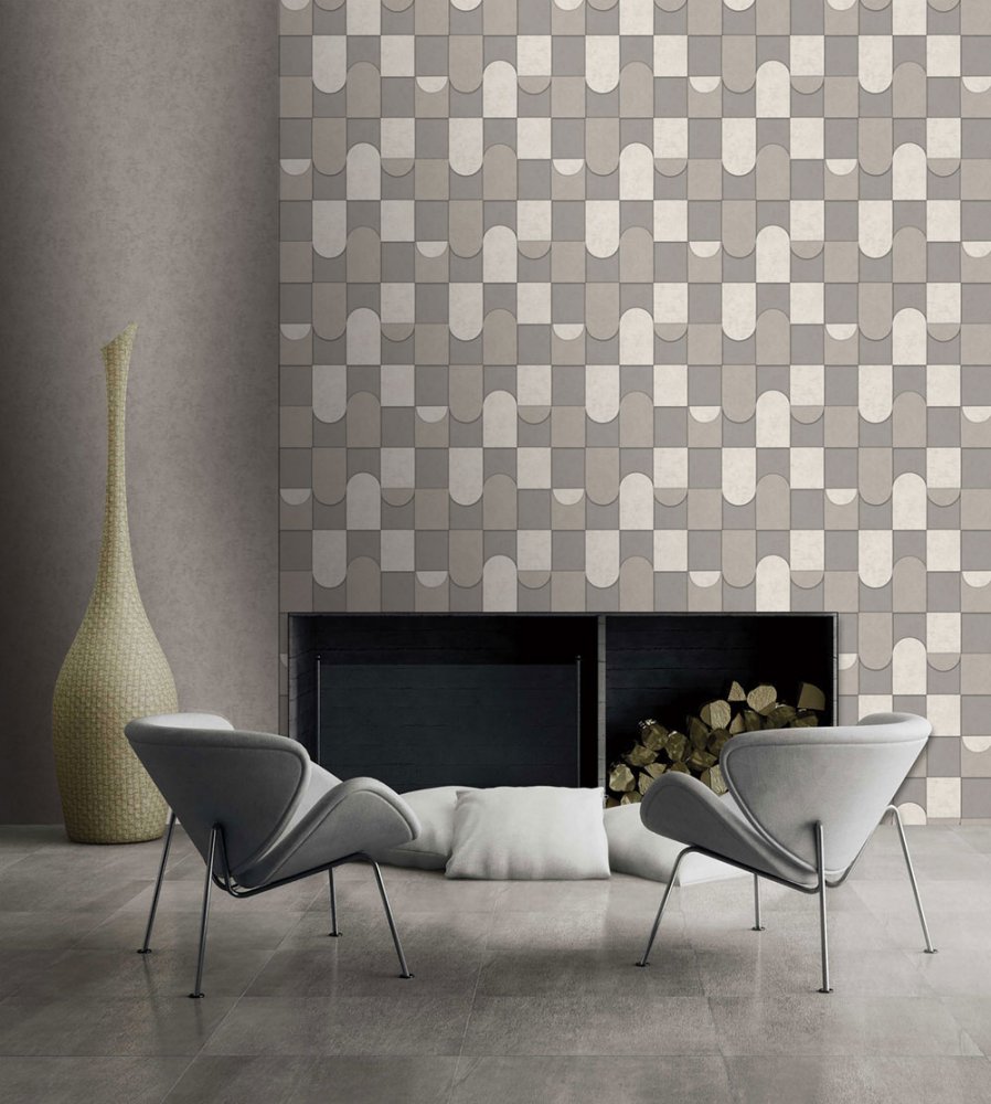 Geometrische Tapete, beige, grau, AF24550, Affinity, Decoprint