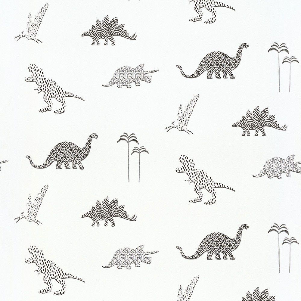 Schwarz-weiße Kindertapete mit Dinosauriern 220783, Doodleedo, BN Walls