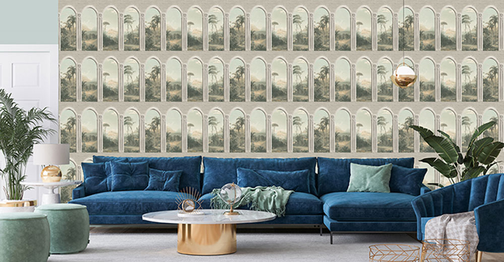 Graue Tapete, Laubengang M59287D, Adéle, Ugépa