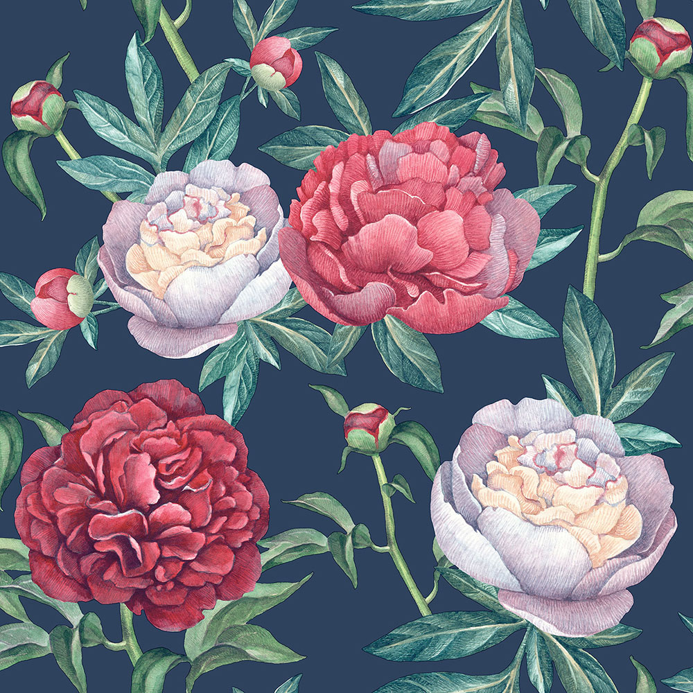 Blaue Tapete, Blumen, M57391D, Adéle, Ugépa