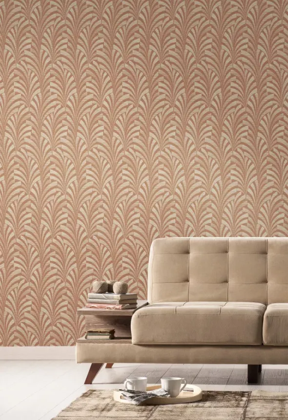 Ziegelrote Tapete mit Ornamenten A53301, Vavex 2024