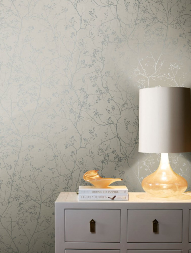Graue Tapete mit silbernen Zweigen DD3814, Dazzling Dimensions 2, York