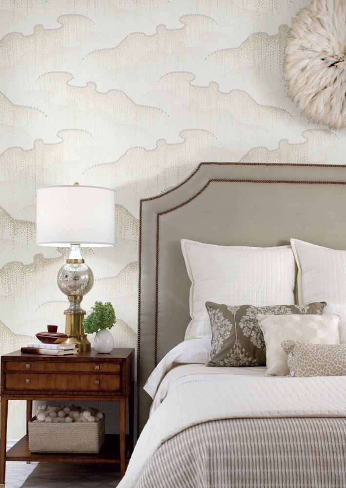 Cremefarbene Tapete, Tupfen, Perlen OS4266, Modern nature II, York