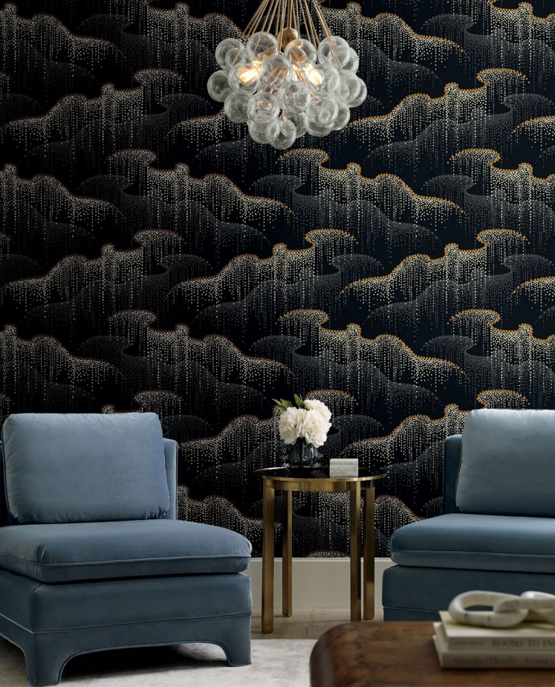 Schwarze Tapete, Tupfen, Perlen OS4261, Modern nature II, York