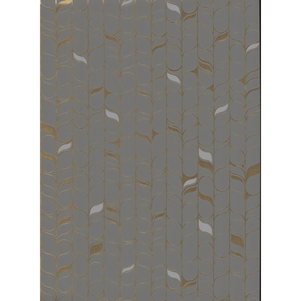 Grau-goldene Tapete, Blätter OS4203, Modern Nature II, York
