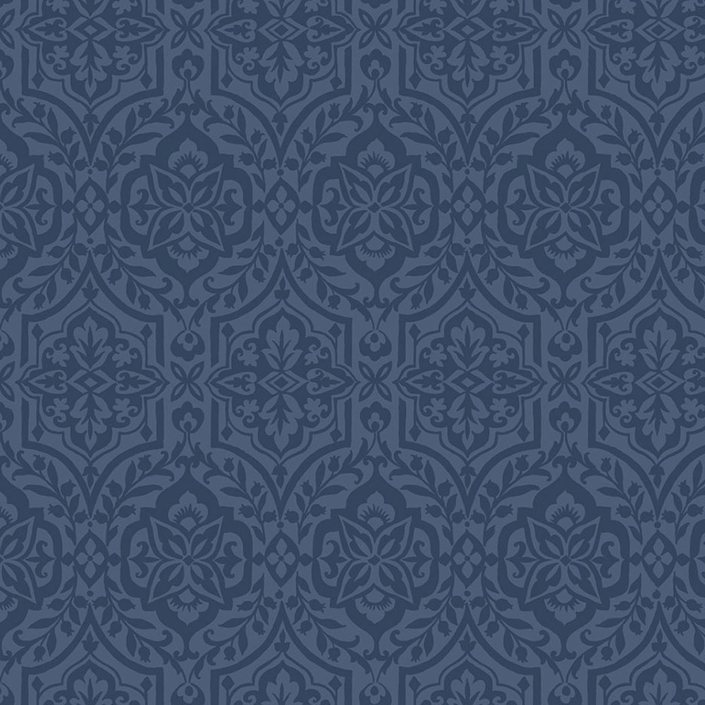 Blaue vorgeklebte Barocktapete DM5037, Damask, York