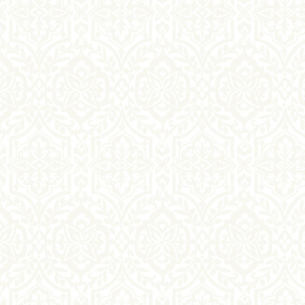 Beige-weiße, vorgeklebte Tapete mit Ornamenten DM5032, Damask, York