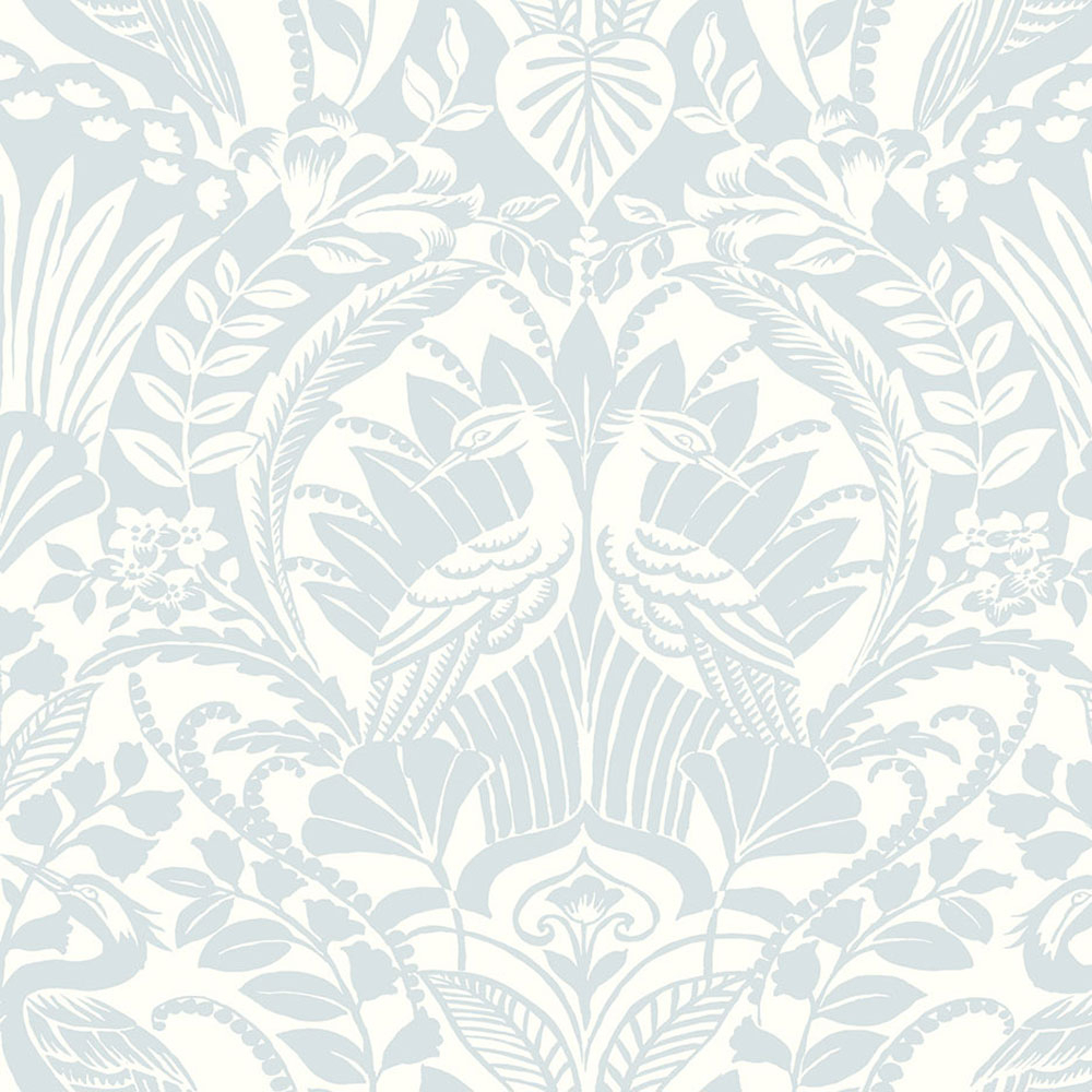 Blau-weiße vorgeklebte Tapete, Ornamente DM4999, Damask, York