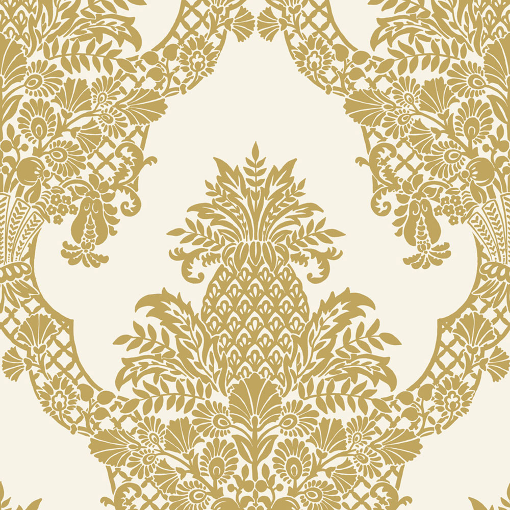 Cremefarbene vorgeklebte Tapete, Ornamenten DM4971, Damask, York