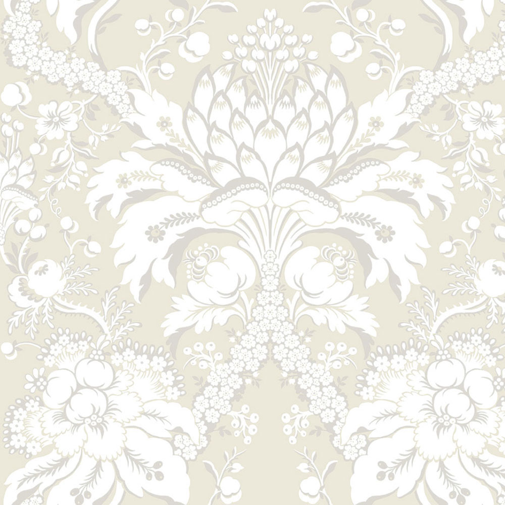 Cremefarbene vorgeklebte Tapete, Ornamenten DM4956, Damask, York