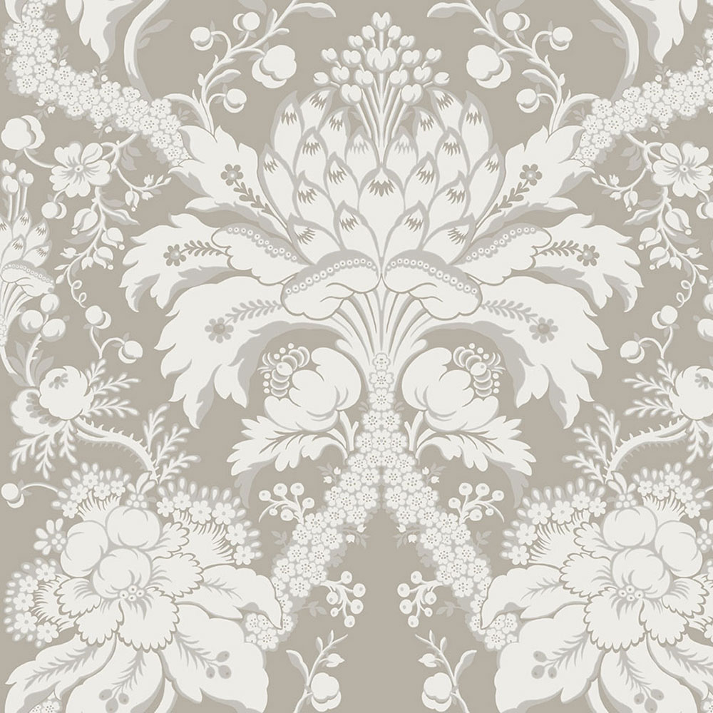 Grau-beige vorgeklebte Tapete, Ornamenten DM4952, Damask, York