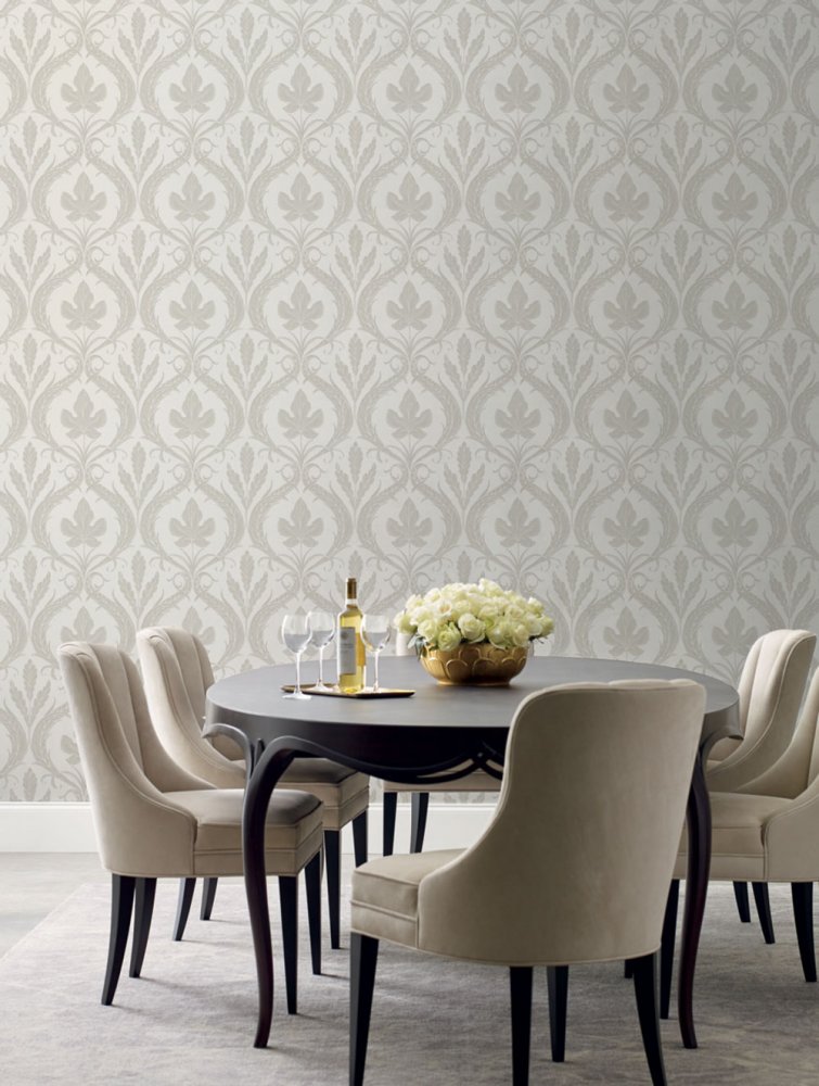 Grau-beige vorgeklebte Tapete, Ornamente DM4924, Damask, York