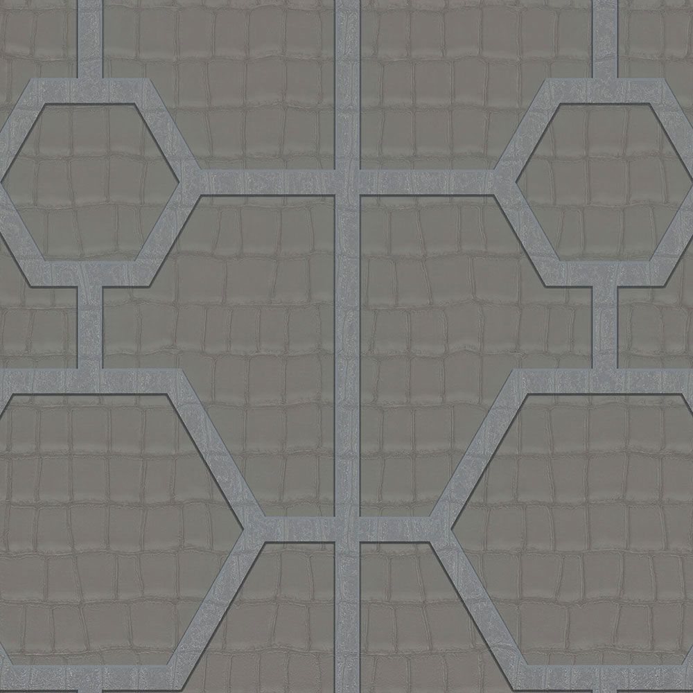 Graue Tapete mit geometrischen Mustern Z80026 Philipp Plein, Zambaiti Parati