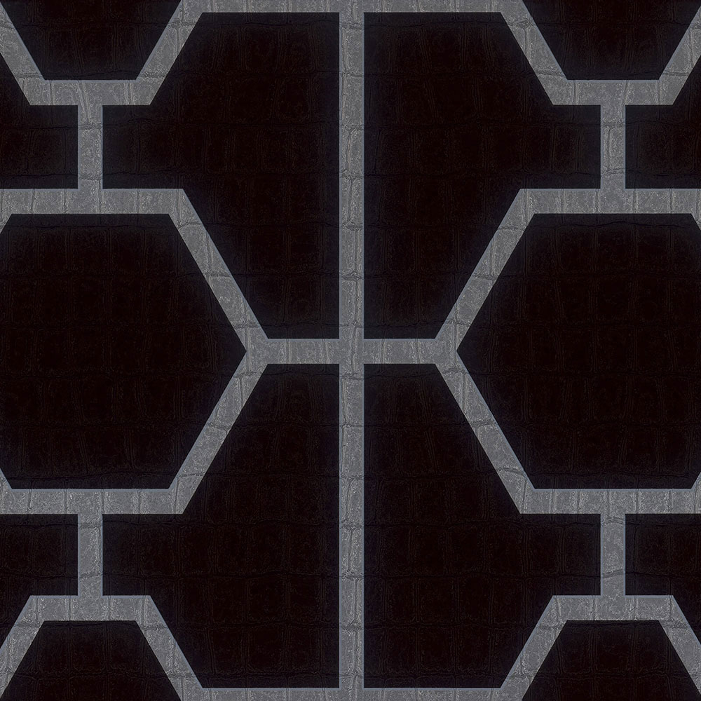 Schwarze Tapete mit geometrischen Mustern Z80024 Philipp Plein, Zambaiti Parati