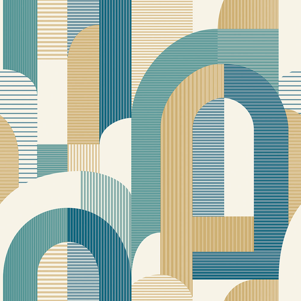 Türkisfarbene Tapete, Art Deco Stil MN3612, Maison, Grandeco