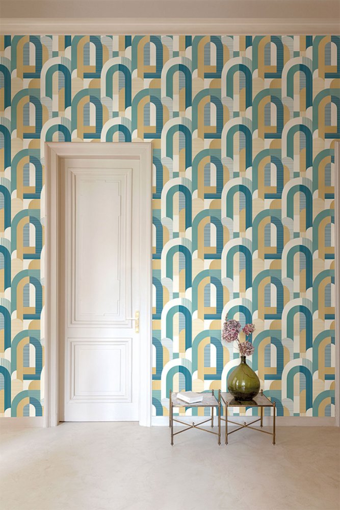 Türkisfarbene Tapete, Art Deco Stil MN3612, Maison, Grandeco