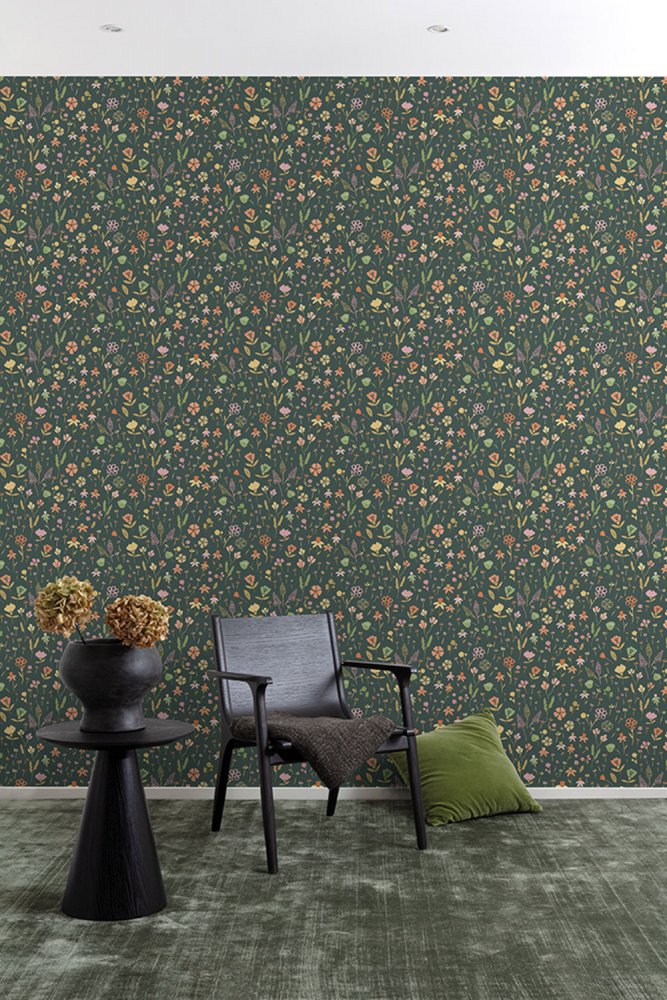 Grüne Tapete Blumen MN3513, Maison, Grandeco