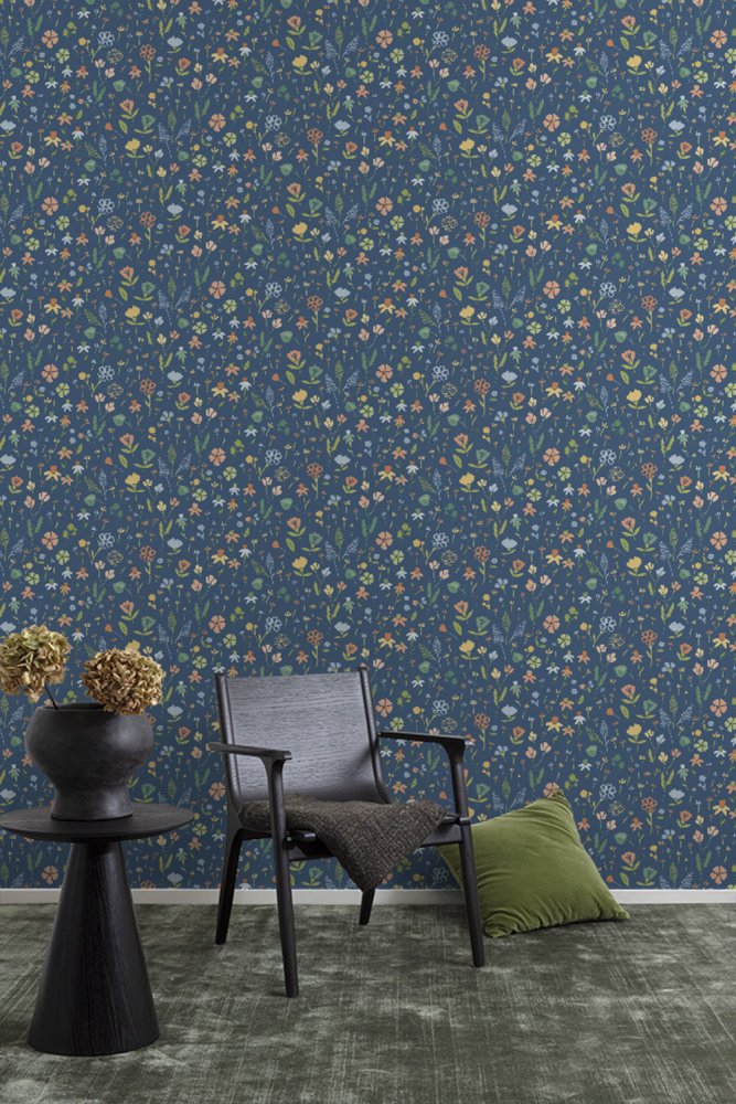 Blaue Tapete Blumen MN3507, Maison, Grandeco