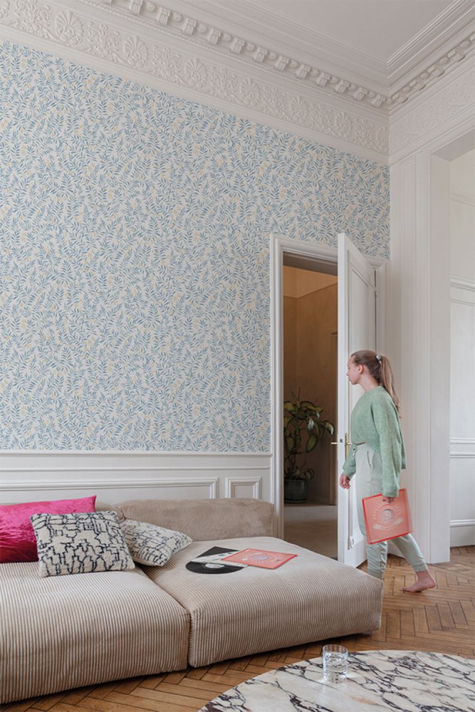 Blaue Tapete - Zweige, Blätter MN3407, Maison, Grandeco