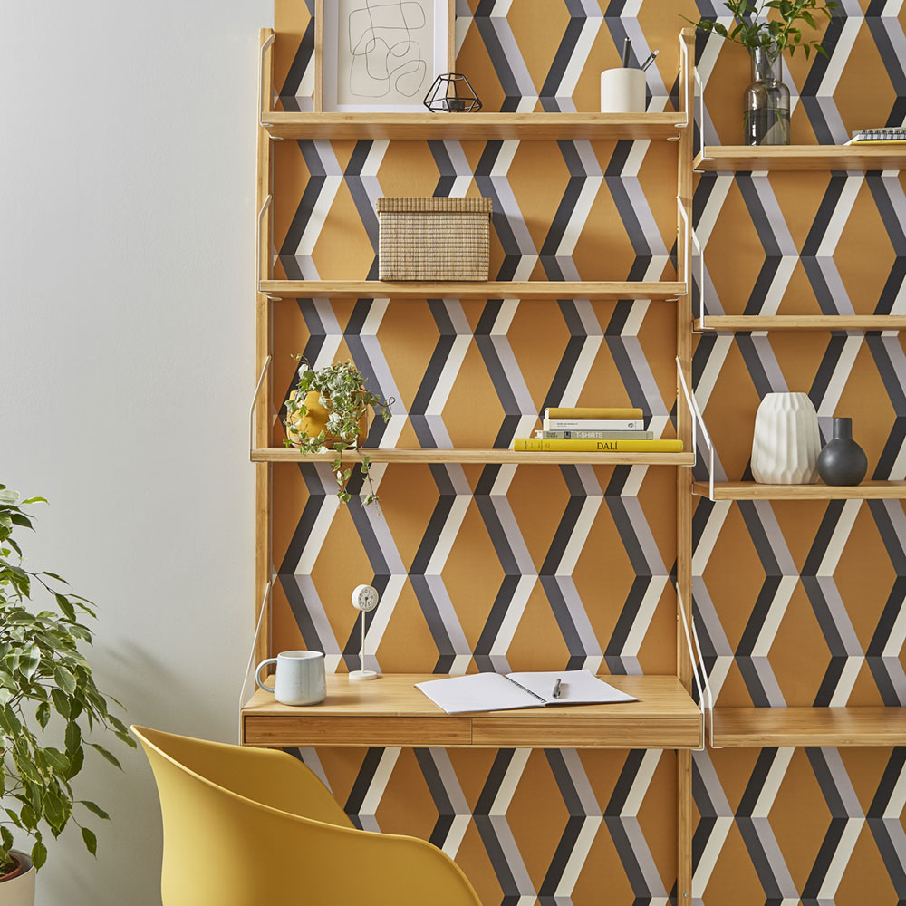 Geometrische gelbe Retro-Tapete 113948, Formation, Graham & Brown