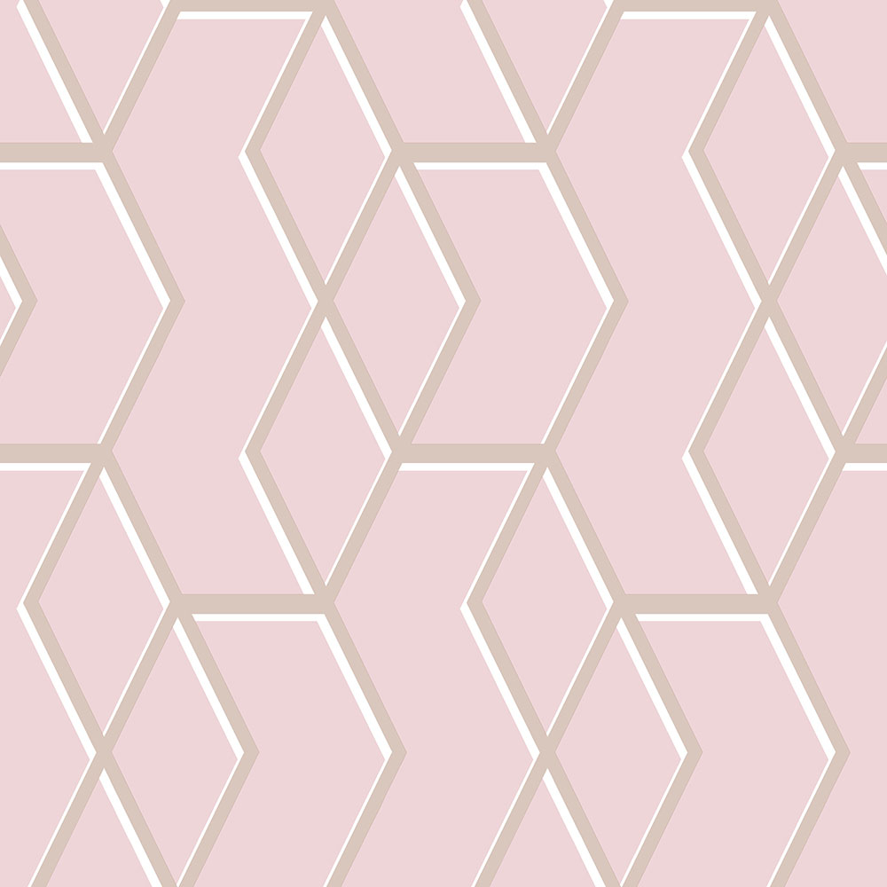 Rosa Tapete, goldenes geometrisches Muster 105910, Formation, Graham & Brown