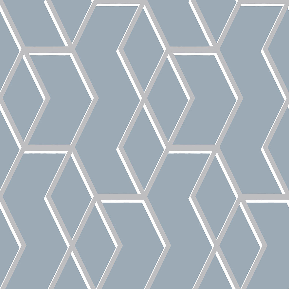 Blaue Tapete mit silbernem geometrischem Muster 104733, Formation, Graham & Brown