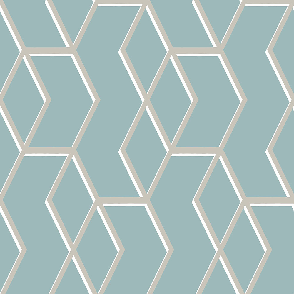 Grün/mintfarbene Tapete mit goldenem geometrischem Muster 104732, Formation, Graham & Brown