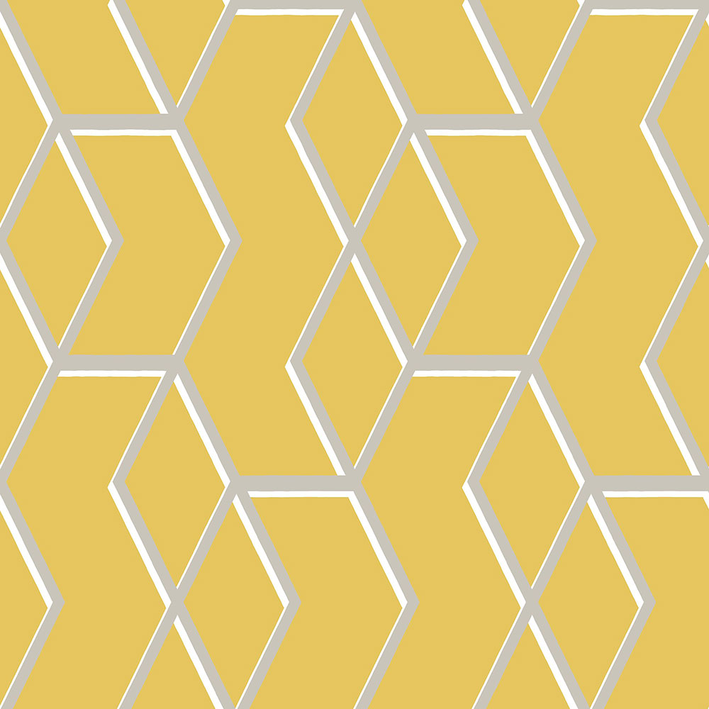 Gelbe Tapete mit metallischem geometrischem Muster 104731, Formation, Graham & Brown