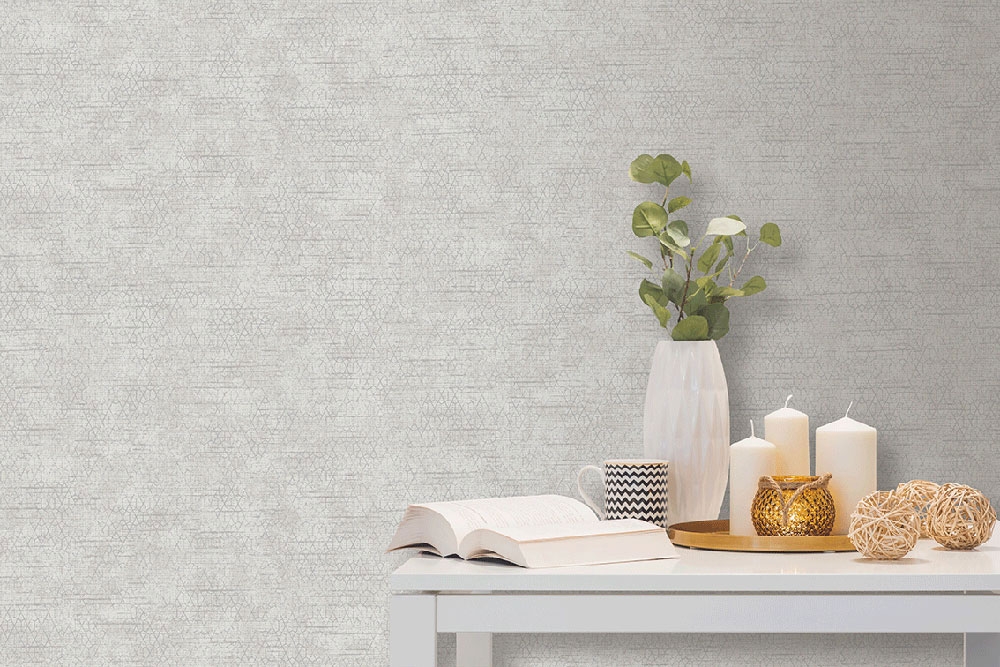 Silbergraue Vintage-Tapete L75819, Couleurs 2, Reflets, Ugépa