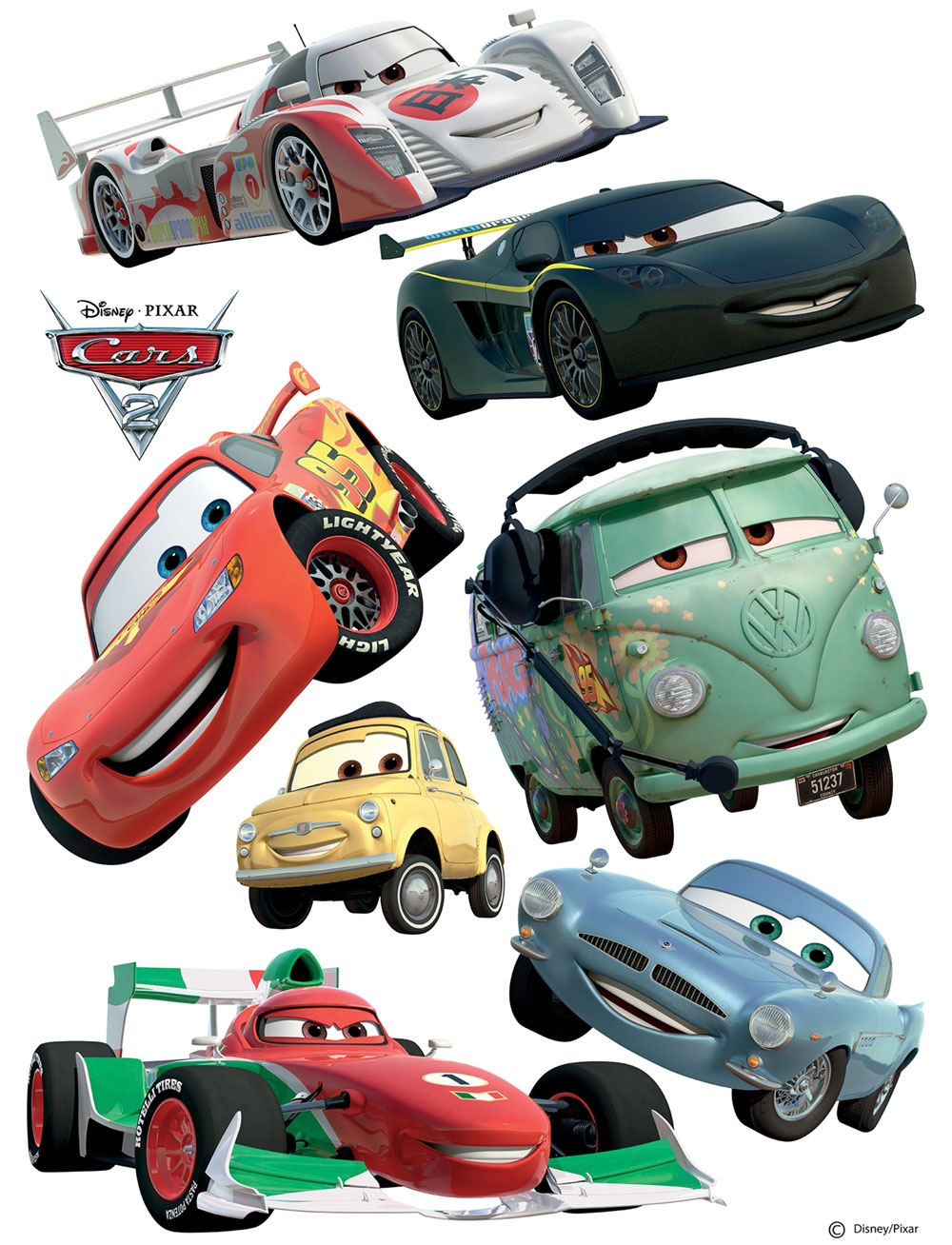 Wandtattoo für Kinder DK 886, Disney Cars 2, Mc Queen a Francesco Bernoulli, AG Design